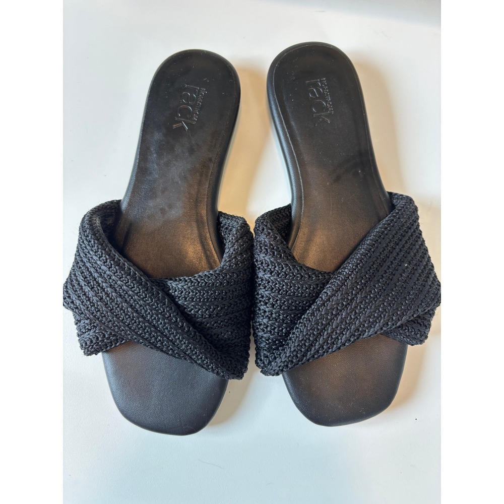 Nordstrom Rack Chantelle‎ Sandals Womens 6 Black Woven Crisscross Slides